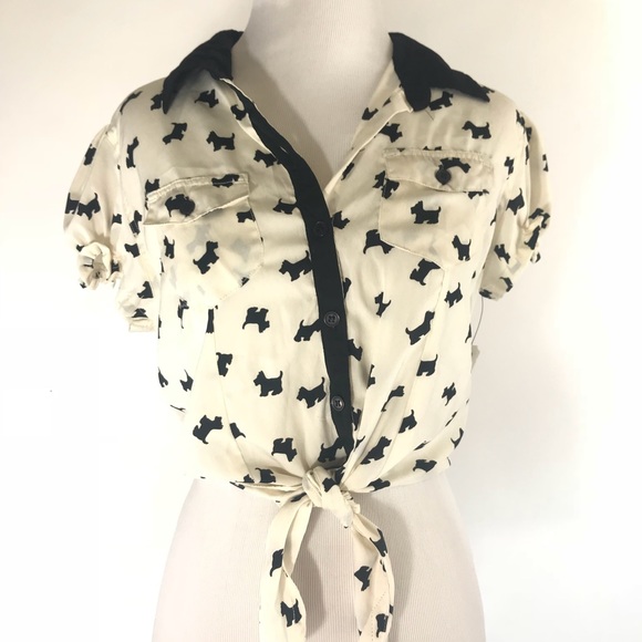 Tops - Scottie cropped top - ties at waist